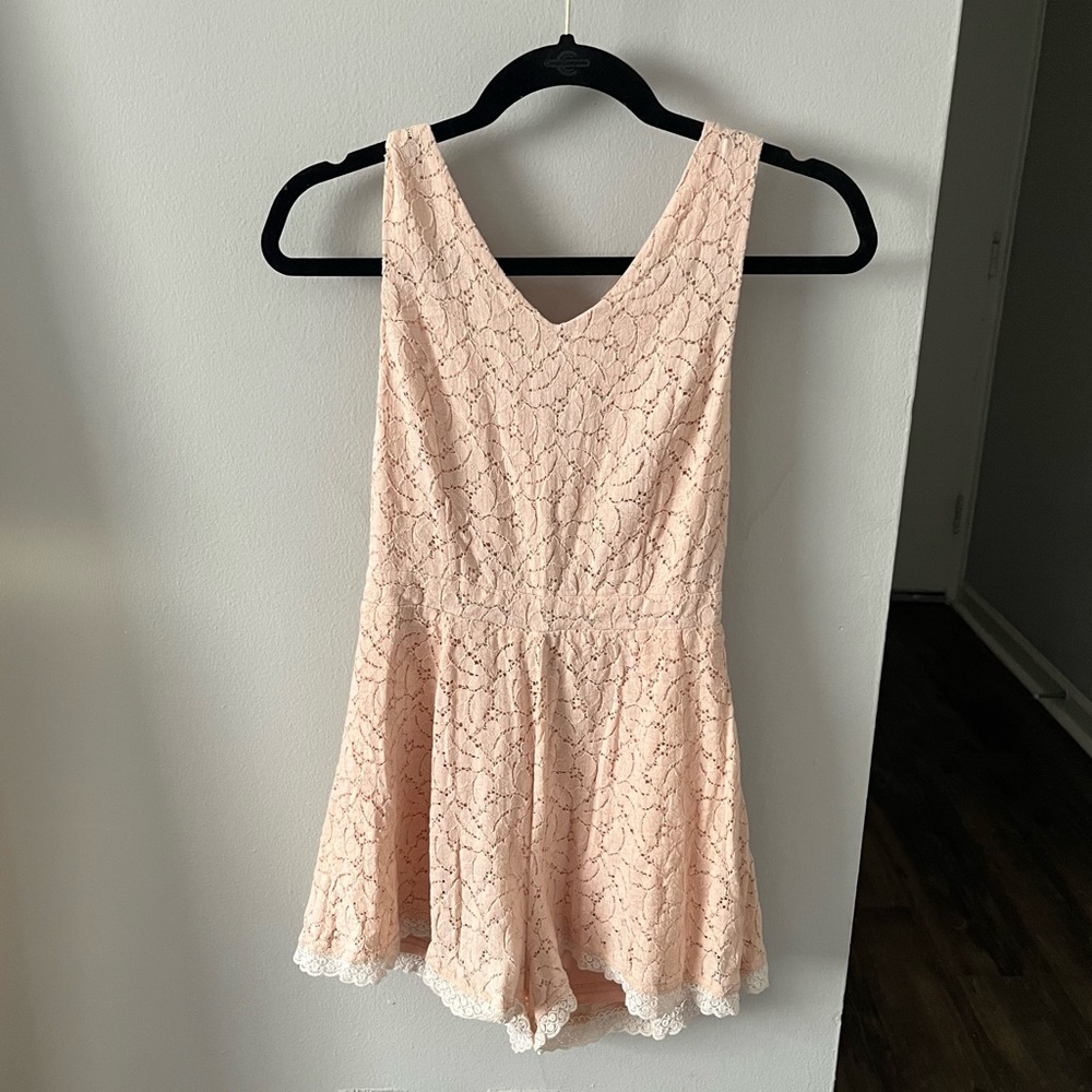 Soft Pink Lace Romper